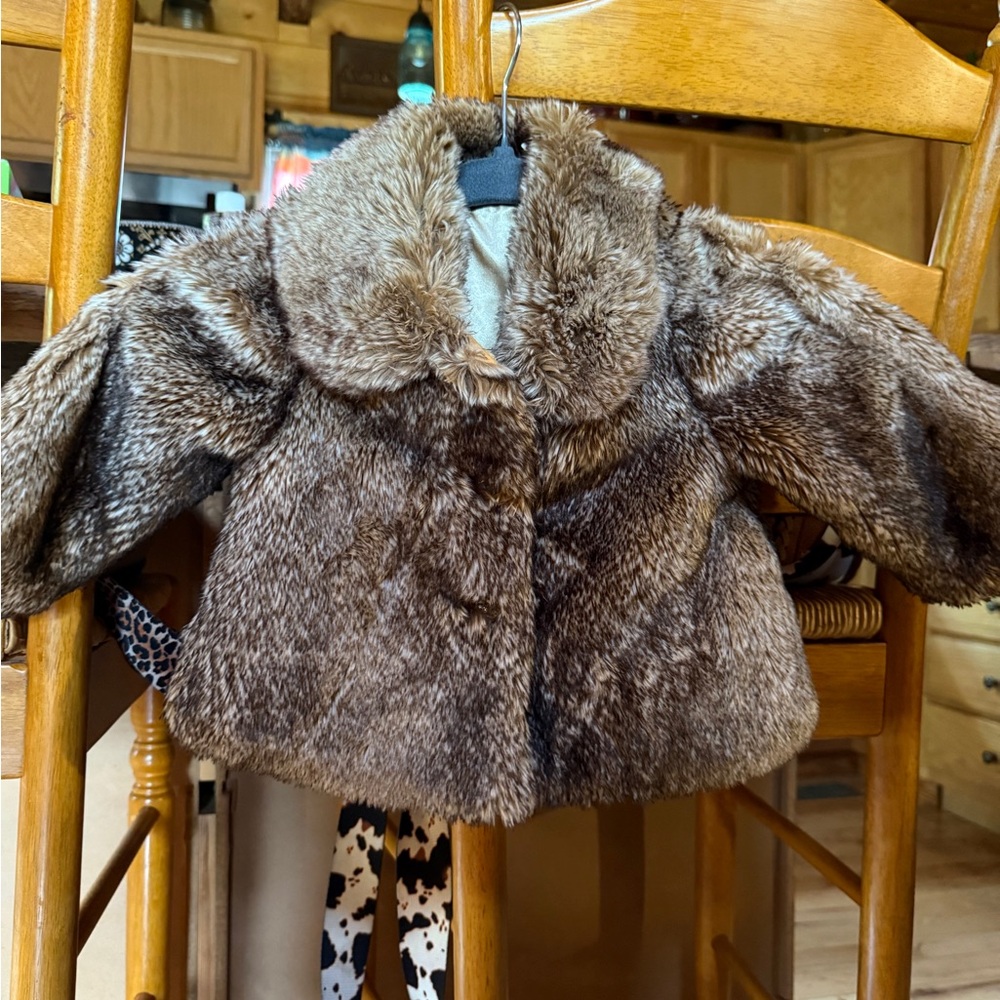 Luxurious Faux Fur Kids Coat - Brown